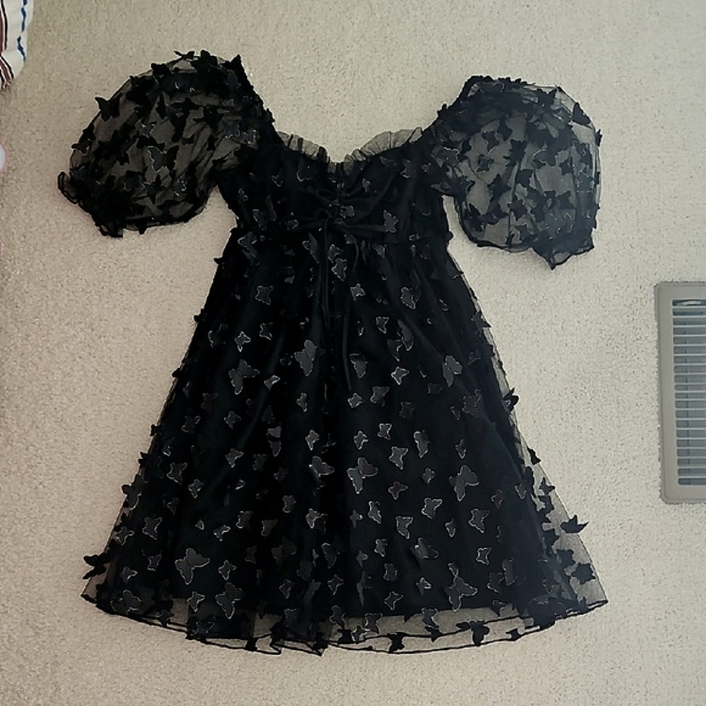 NWT Thirty Thirty Black Babydoll Butterfly Dress
